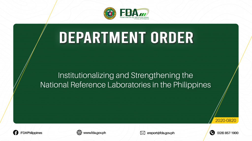 Department Order No.2020-0820 ||  Institutionalizing and Strengthening the  National Reference Laboratories in the Philippines