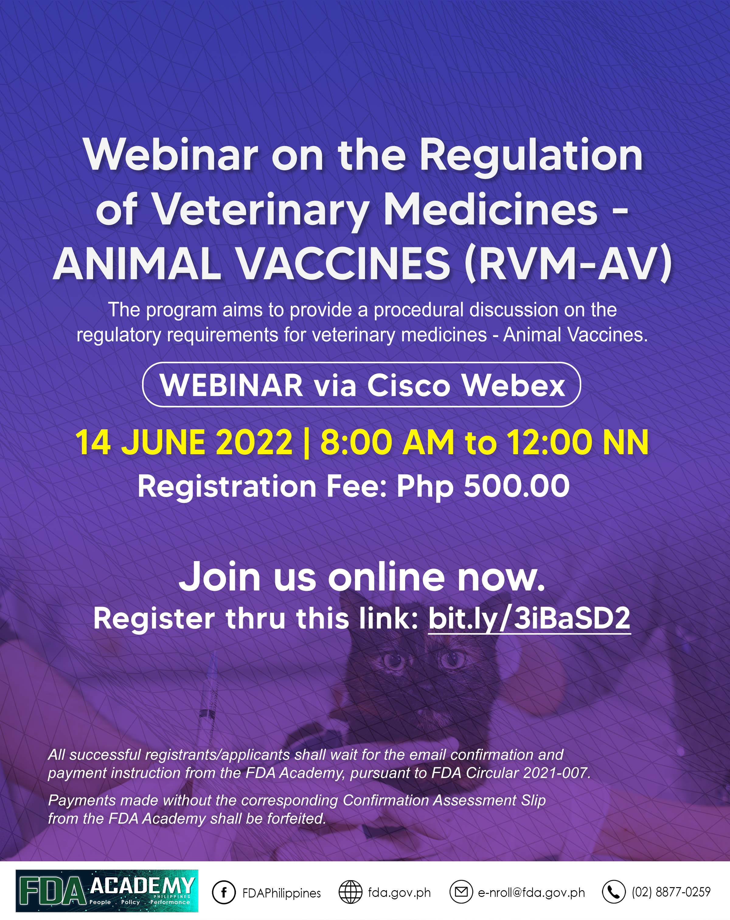 Announcement || WEBINAR ON THE REGULATION OF VETERINARY MEDICINES – ANIMAL VACCINES (RVM-AV)