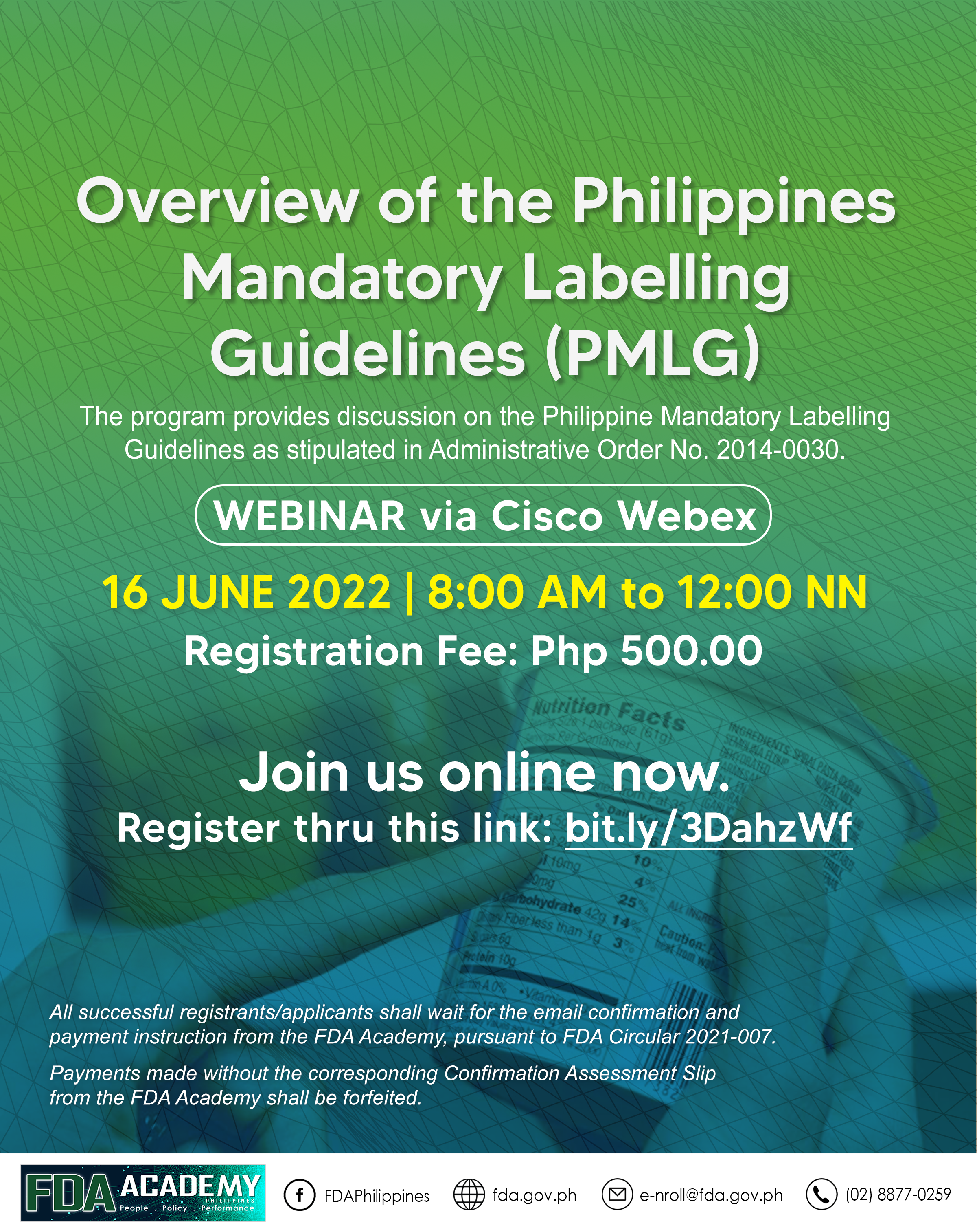Announcement || OVERVIEW OF THE PHILIPPINE MANDATORY LABELLING GUIDELINES (PMLG)