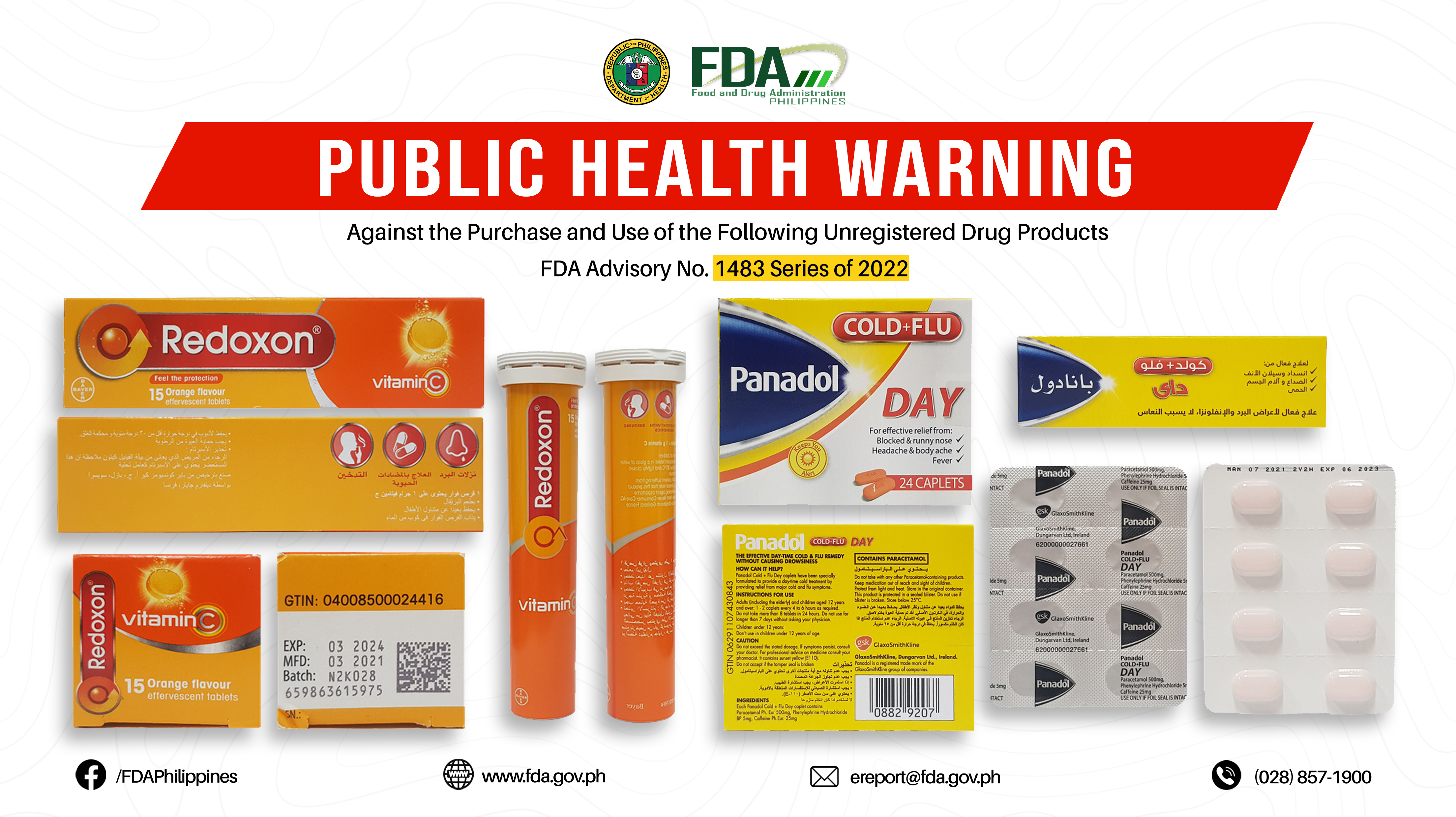 FDA Advisory No.2022-1483 || Public Health Warning Against the Purchase and Use of the Following Unregistered Drug Products: