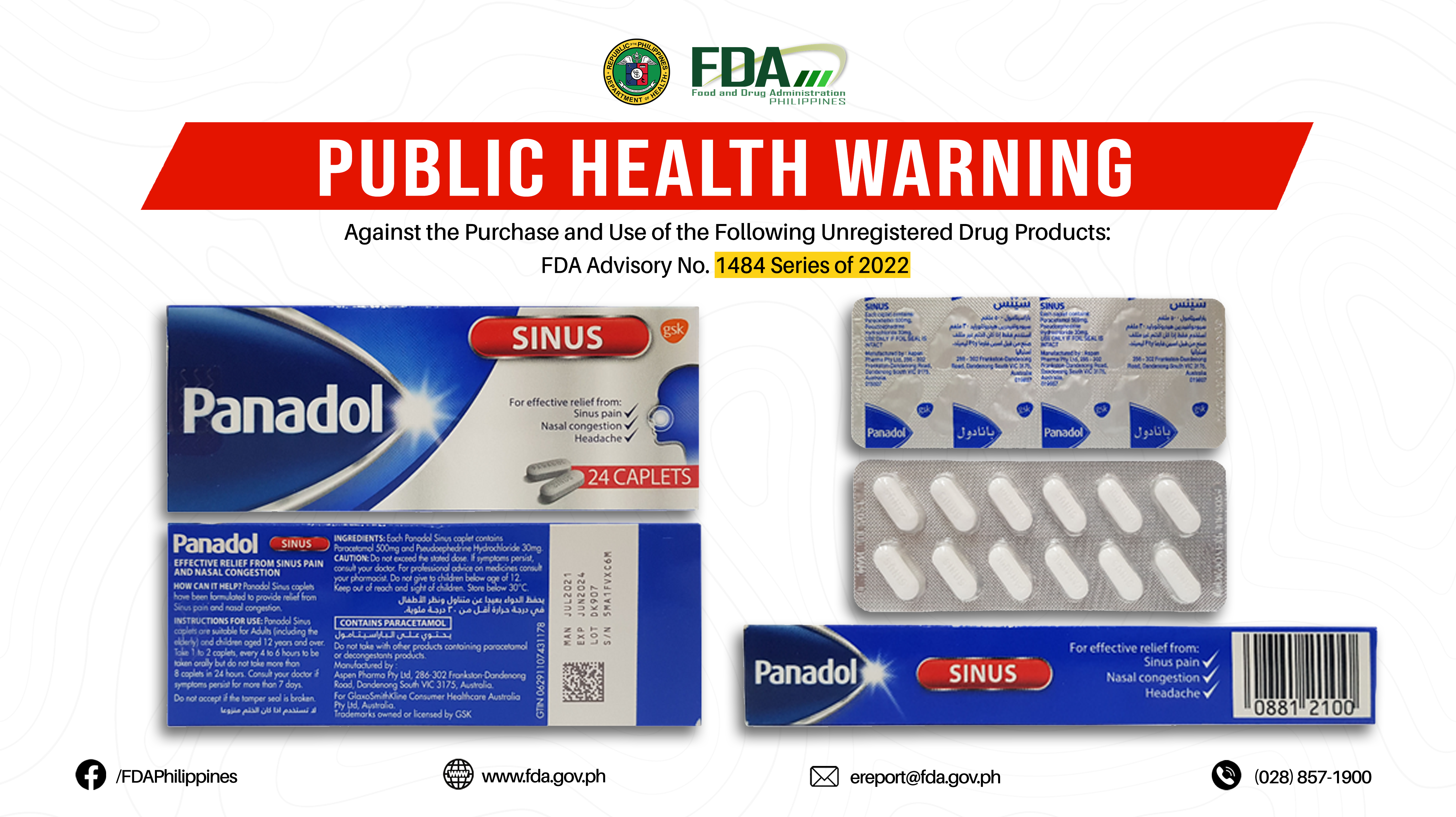 FDA Advisory No.2022-1484 || Public Health Warning Against the Purchase and Use of the Following Unregistered Drug Products: