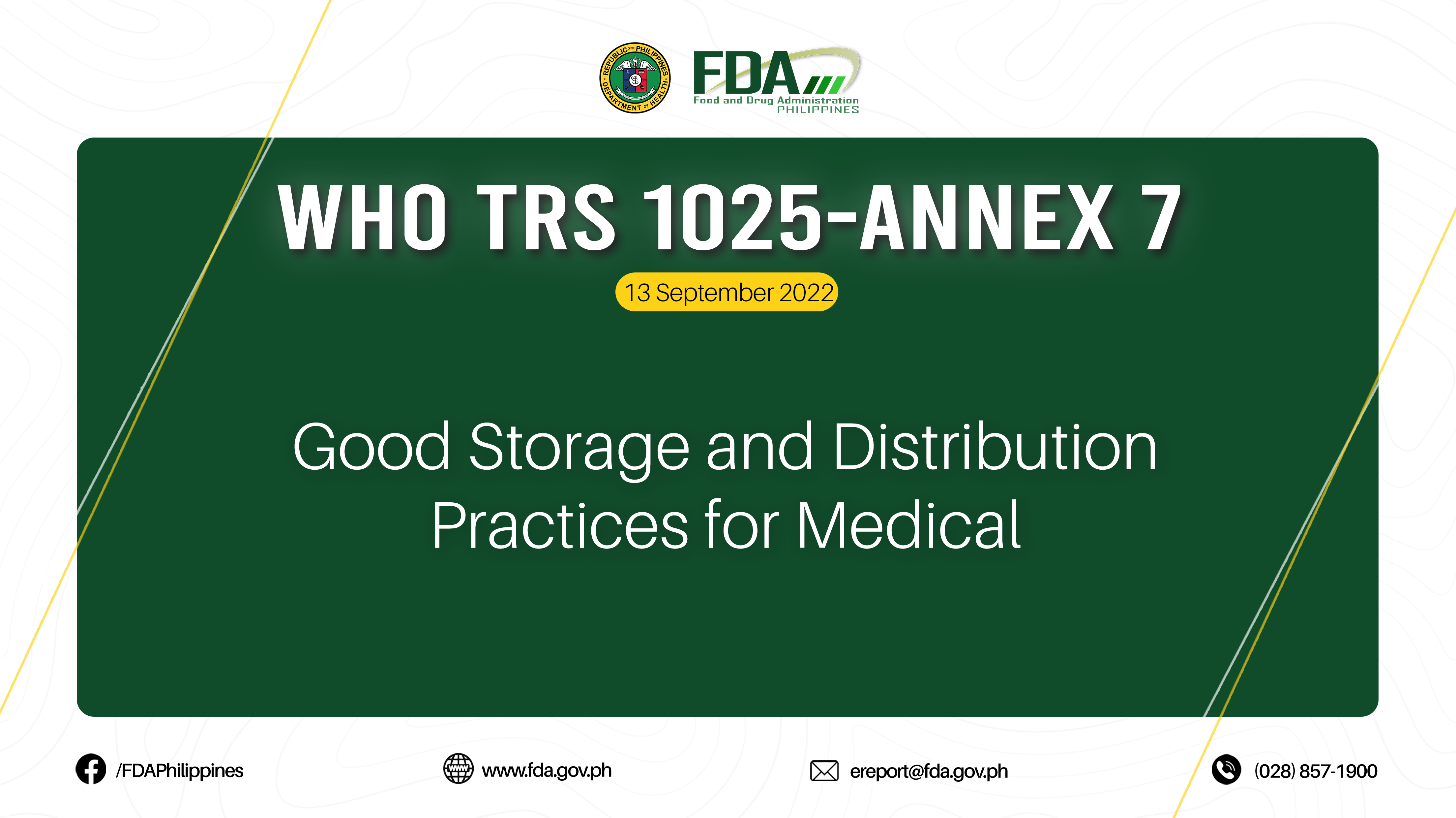 WHO TRS 1025-Annex 7 ||  Good storage and distribution practices for medical products