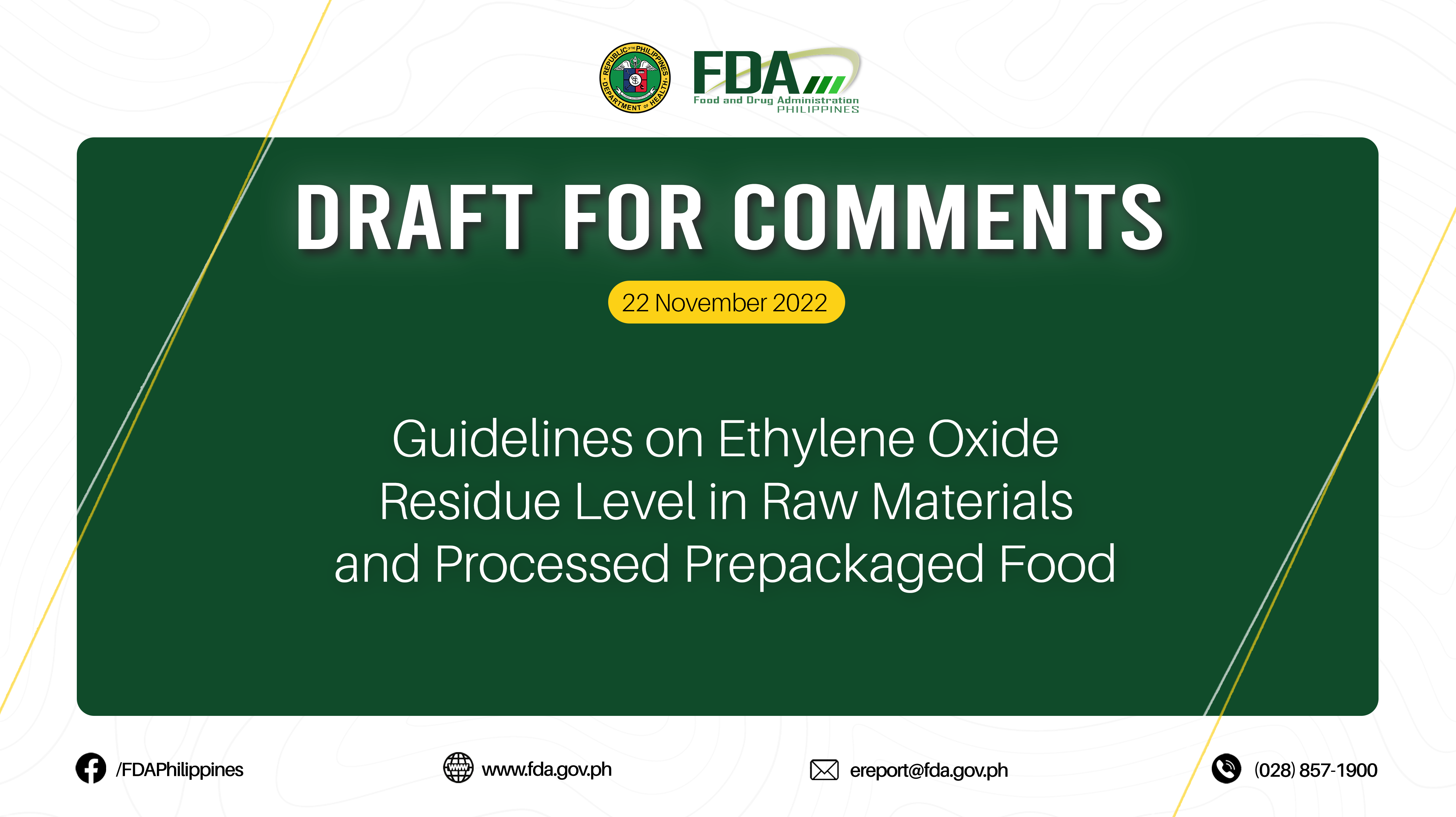 Draft for Comments || Guidelines on Ethylene Oxide Residue Level in Raw Materials and Processed Prepackaged Food