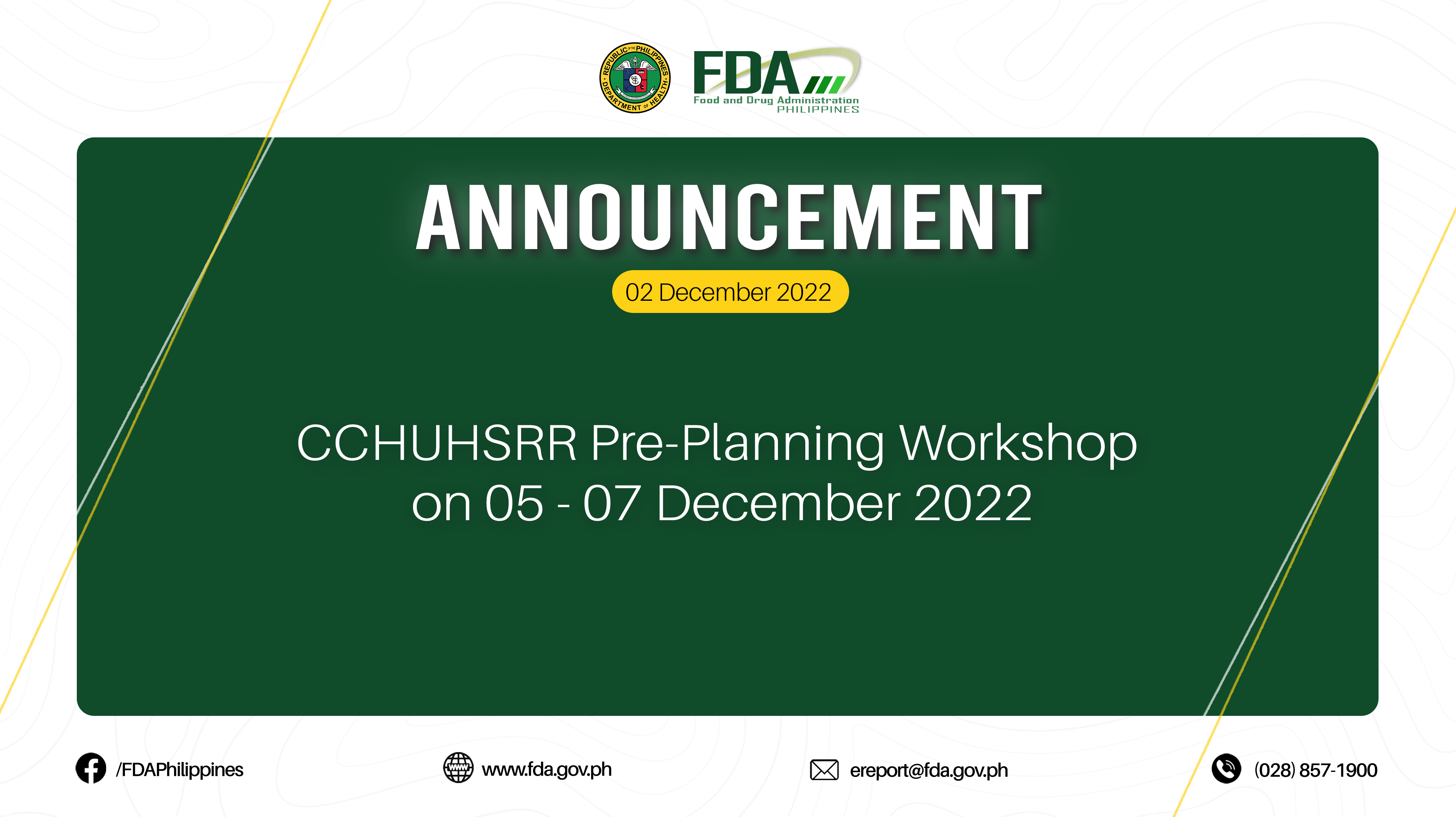 Announcement || CCHUHSRR Pre-Planning Workshop  on 05 – 07 December 2022