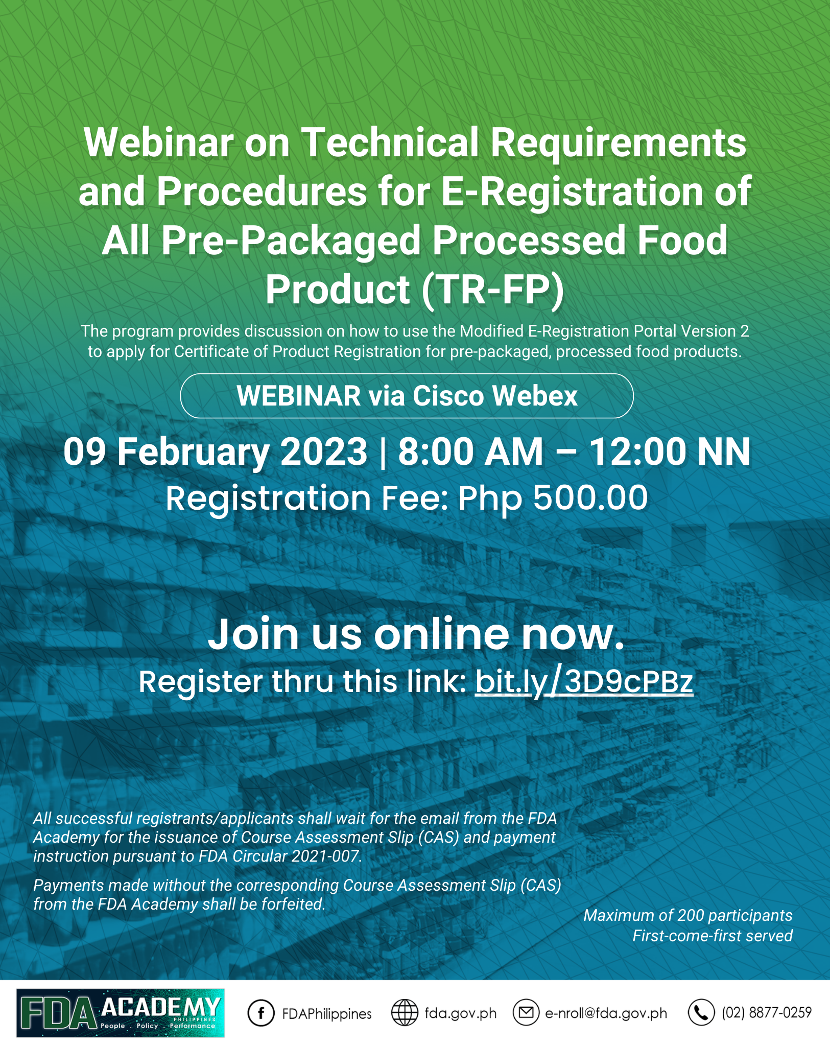 Webinar on Technical Requirements and Procedures for E-Registration of all Pre-Packaged Processes Food Products (TR-FP)
