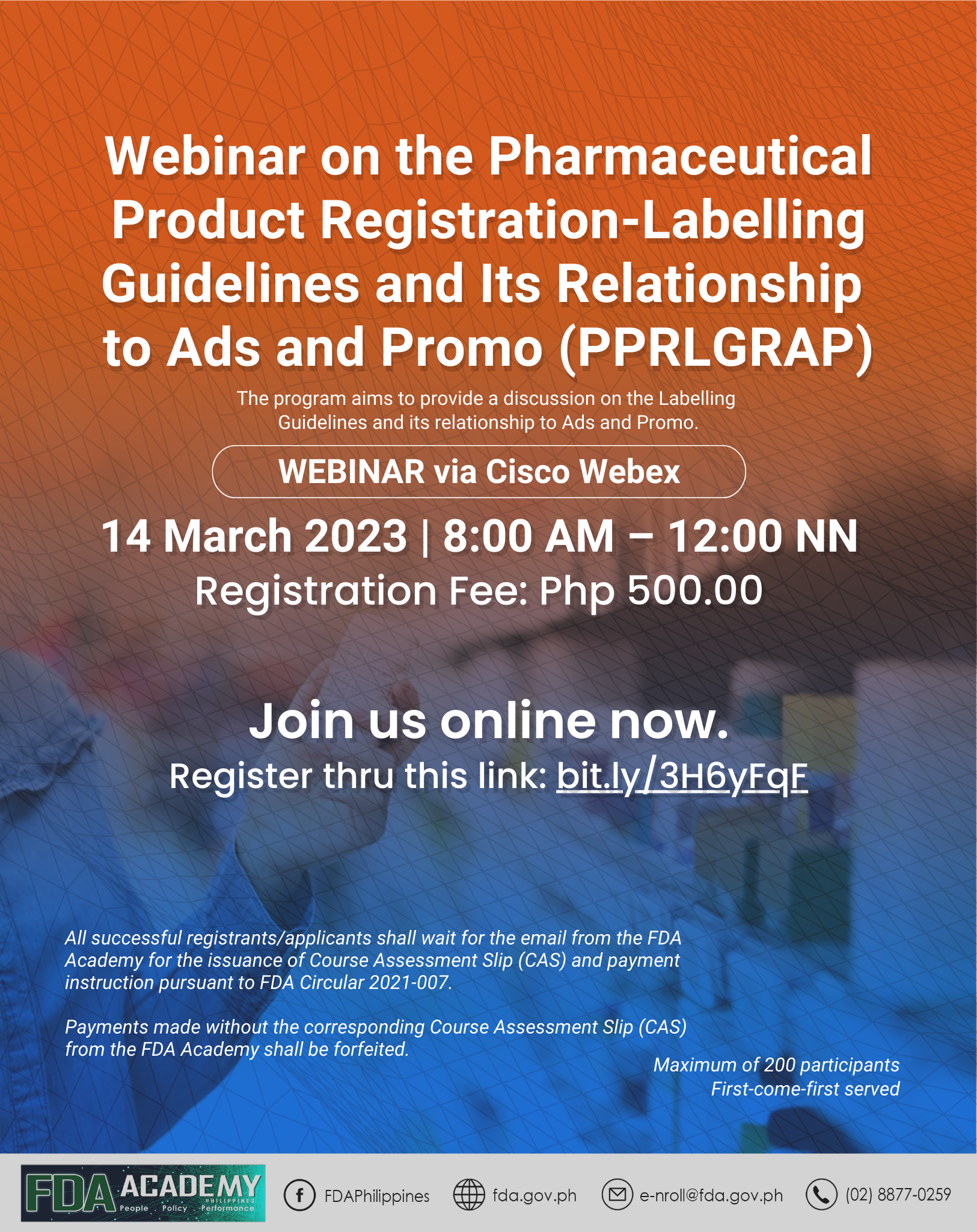 WEBINAR ON PHARMACEUTICAL PRODUCT REGISTRATION – LABELLING GUIDELINES AND ITS RELATIONSHIP IN ADS AND PROMO (PPRLGRAP)