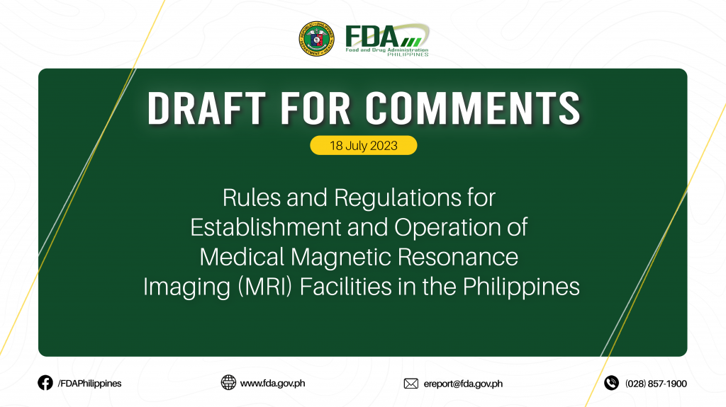 Draft for Comments || Rules and Regulations for Establishment and Operation of Medical Magnetic Resonance Imaging (MRI) Facilities in the Philippines