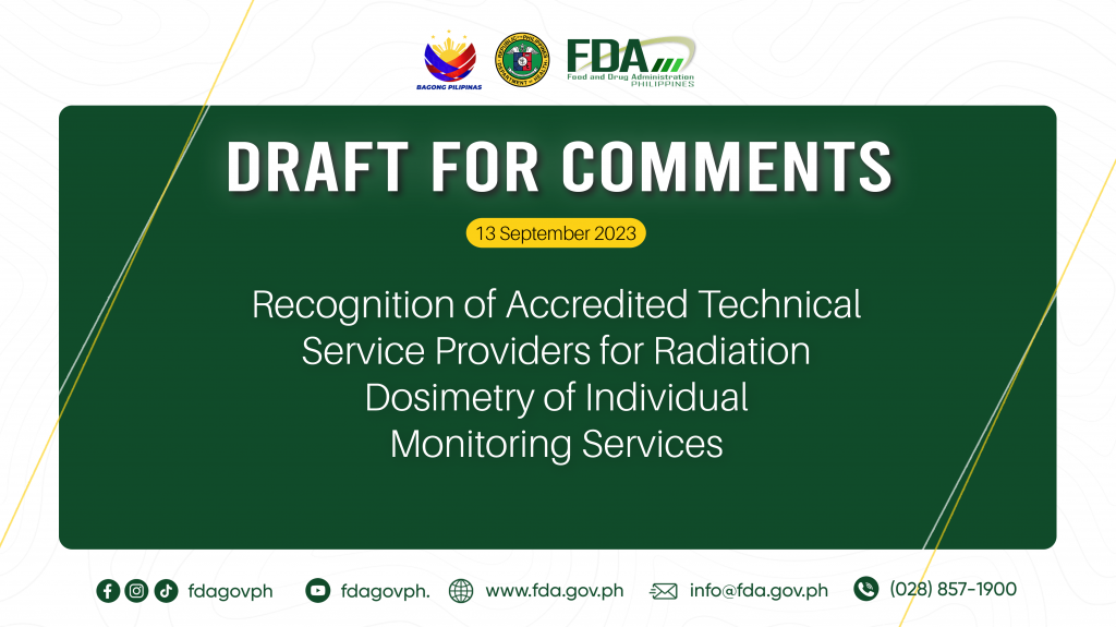 Draft for Comments || Recognition of Accredited Technical Service Providers for Radiation Dosimetry of Individual Monitoring Services