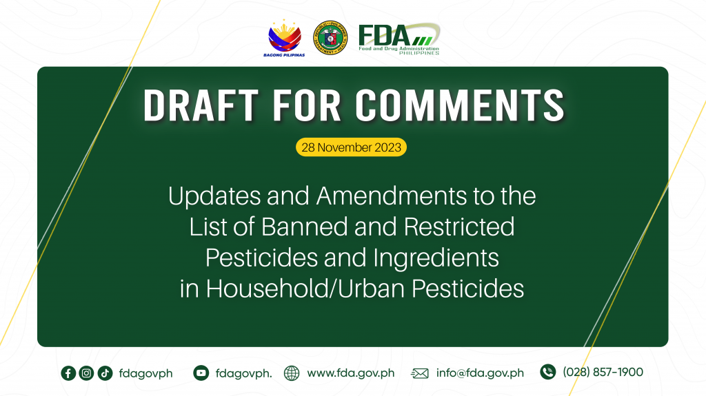Draft for Comments || Updates and Amendments to the List of Banned and Restricted Pesticides and Ingredients in Household/Urban Pesticides