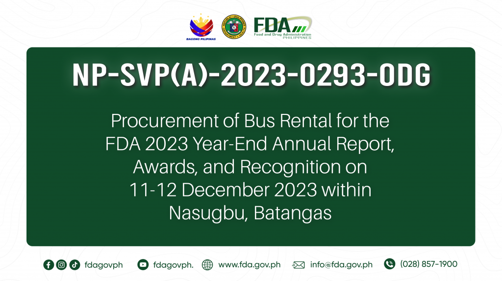 NP-SVP(A)-2023-0293-ODG || Procurement of Bus Rental for the FDA 2023 Year-End Annual Report, Awards, and Recognition on 11-12 December 2023 within Nasugbu, Batangas