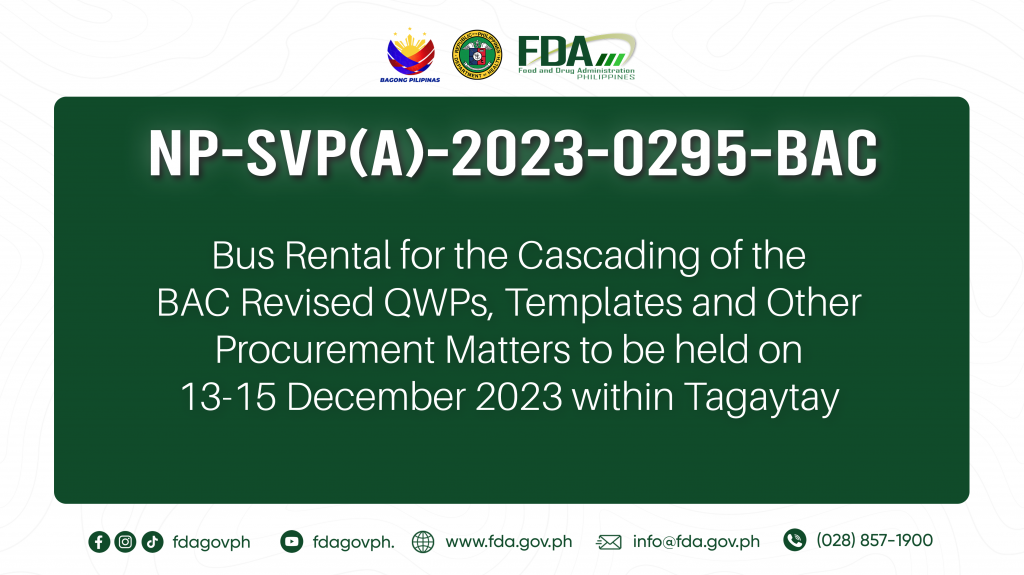 NP-SVP(A)-2023-0295-BAC || Bus Rental for the Cascading of the BAC Revised QWPs, Templates and Other Procurement Matters to be held on 13-15 December 2023 within Tagaytay