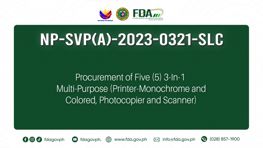 NP-SVP(A)-2023-0321-SLC || Procurement of Five (5) 3-In-1 Multi-Purpose (Printer-Monochrome and Colored, Photocopier and Scanner)