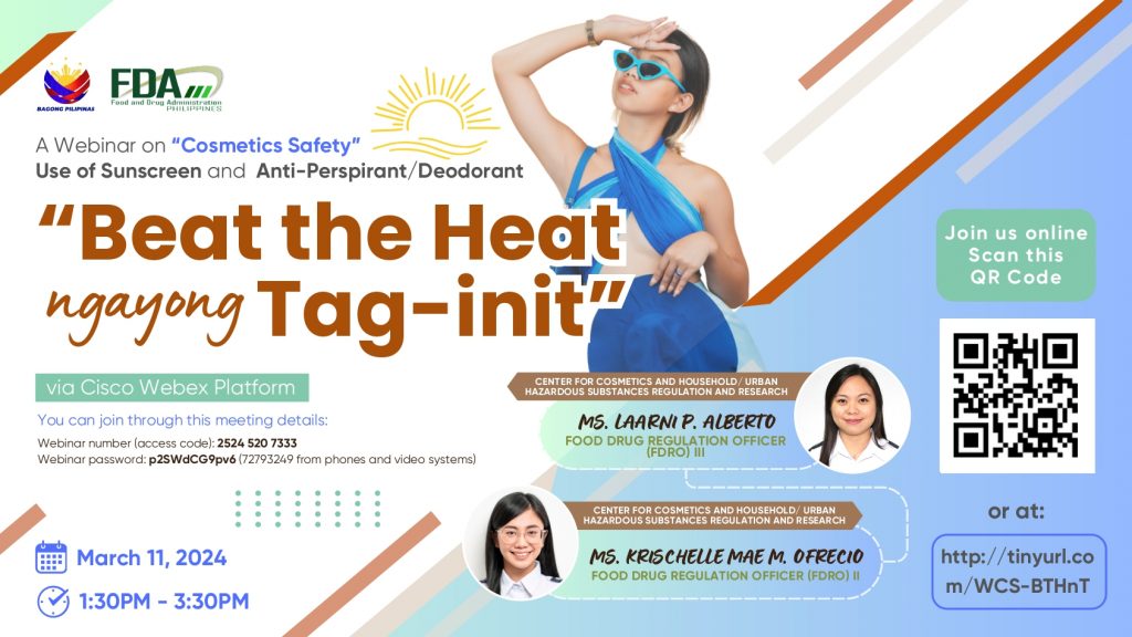 A Webinar on “Cosmetics Safety” Use of Sunscreen and Anti-Perspirant/Deodorant