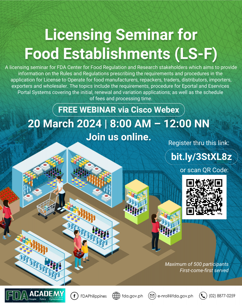 Announcement || Licensing Seminar for Food Establishments (LS-F)