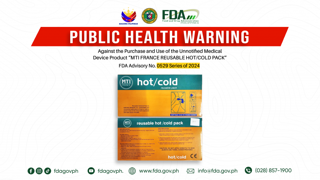 Hot & Cold Pack Advisory Notice