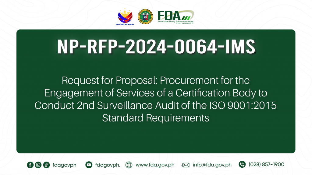 NP-RFP-2024-0064-IMS || Request for Proposal: Procurement for the Engagement of Services of a Certification Body to Conduct 2nd Surveillance Audit of the ISO 9001:2015 Standard Requirements