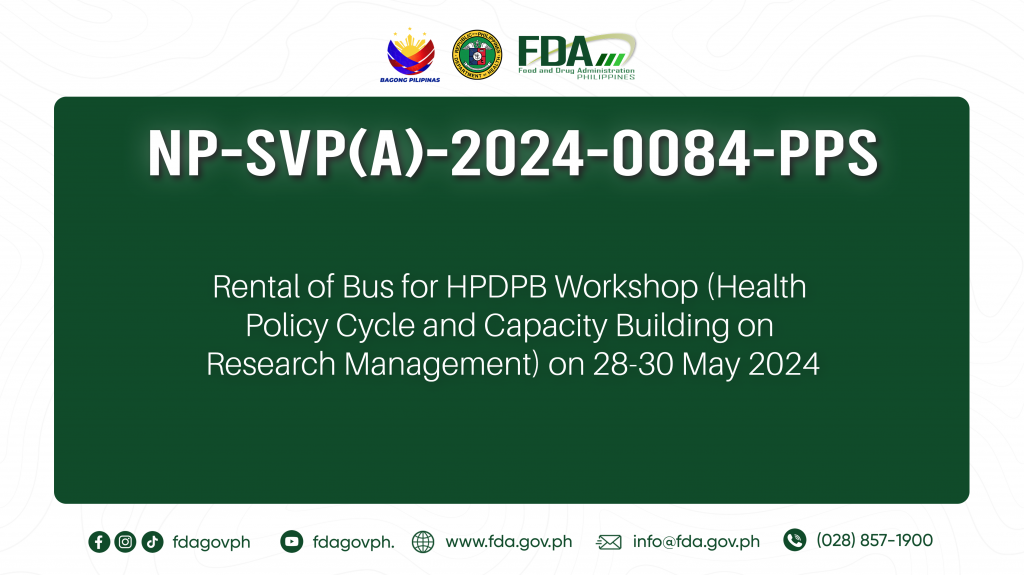 NP-SVP(A)-2024-0084-PPS RFQ || Rental of Bus for HPDPB Workshop (Health Policy Cycle and Capacity Building on Research Management) on 28-30 May 2024