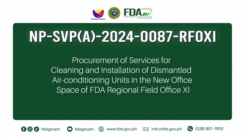NP-SVP(A)-2024-0087-RFOXI || Procurement of Services for Cleaning and Installation of Dismantled Air-conditioning Units in the New Office Space of FDA Regional Field Office XI
