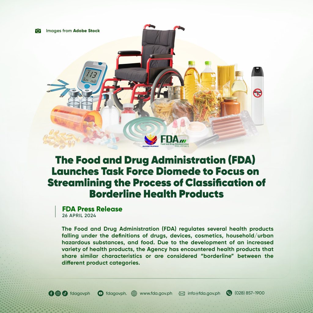 FDA Press Statement || The Food and Drug Administration (FDA) Launches Task Force Diomede to Focus on Streamlining the Process of Classification of Borderline Health Products